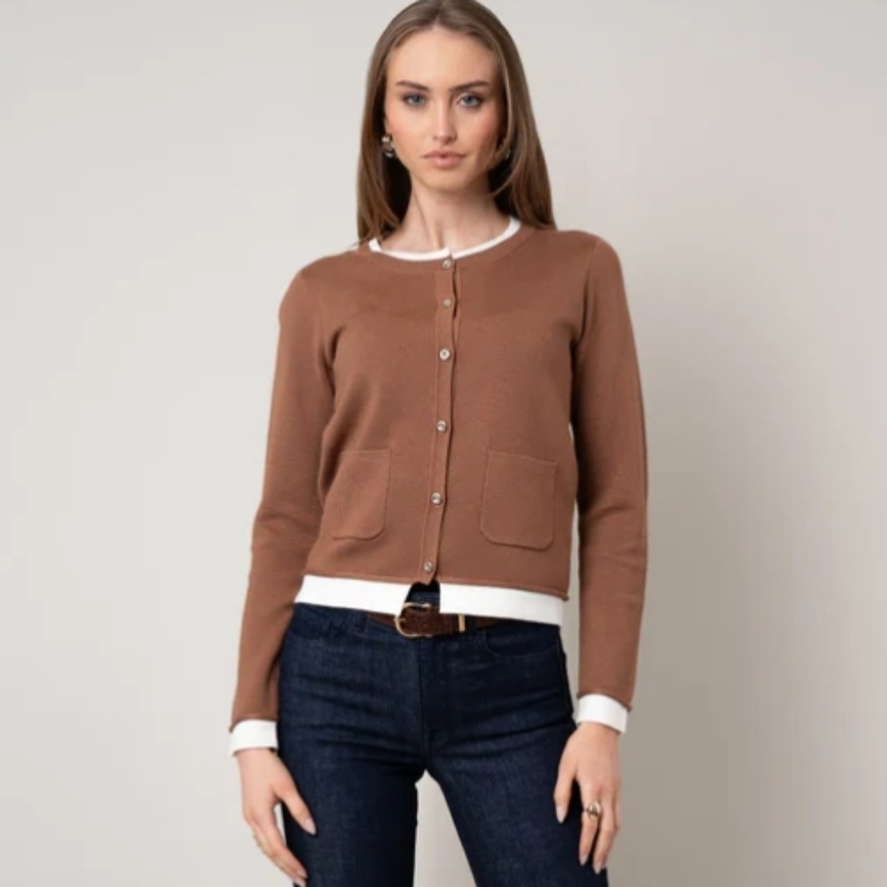 Cyrus Button‎ Front Contrast Cardigan